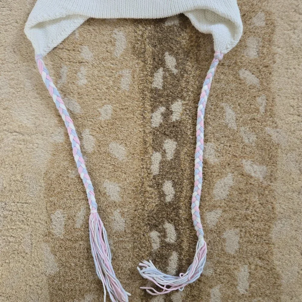 The Beaufort Bonnet Company Cream Knit Earflap Hat with Pink & Blue Accents